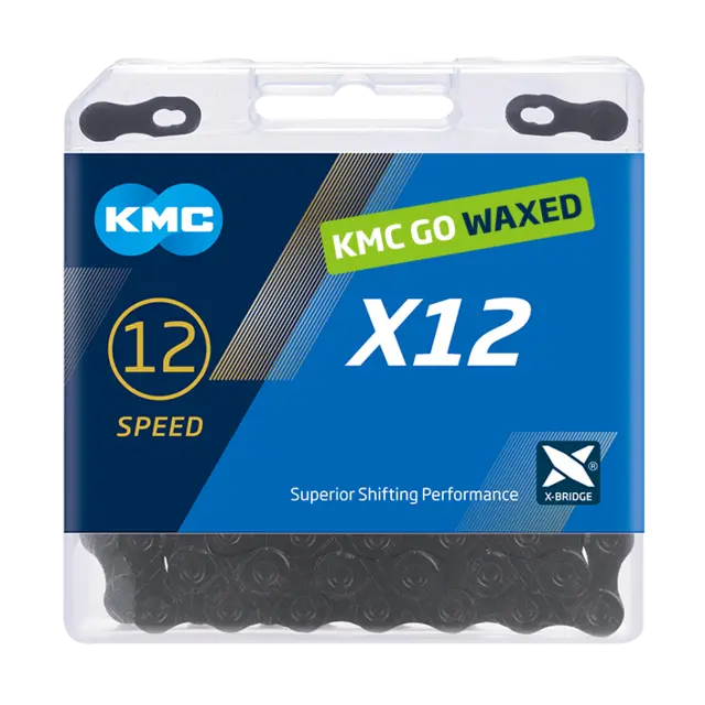 KMC X12 Go Waxed Kjede Sort 12-Delt, 126 ledd